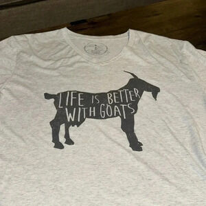 JANE MARIE GOAT SHIRT WOMEN’S LG VNECK GREY COLOURED SHORT SLEEVE